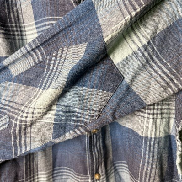 Toad & Co Men's Medium Shirt Blue Flannel Plaid Button - Picture 7 of 12